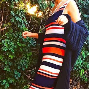 Orange midi bodycon tank top dress.